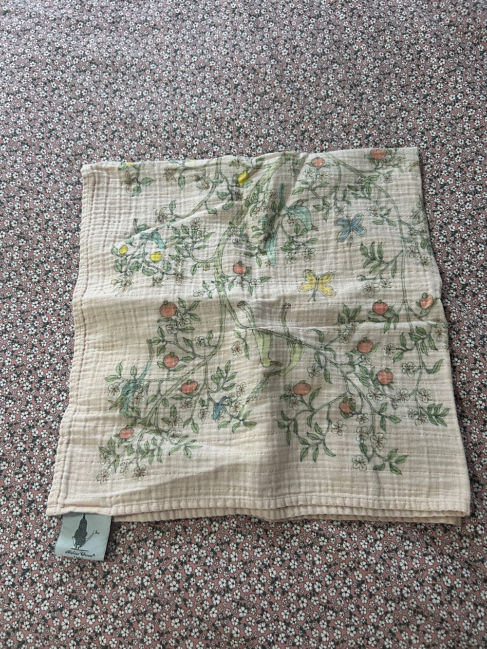 Atelier choux Floral Muslin Swaddle with Botanical Print
